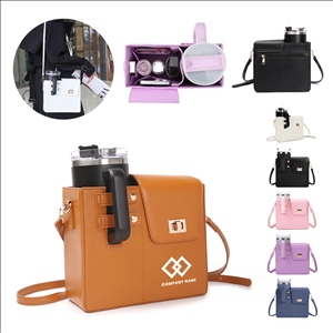 PU Leather Water Bottle Tote Bag